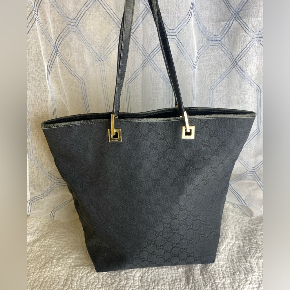 Gucci GG Canvas Tote Bag Black, Authentic - Picture 3 of 13
